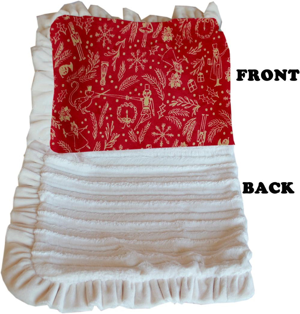 Luxurious Plush Pet Blanket Red Holiday Whimsy 1-2 Size