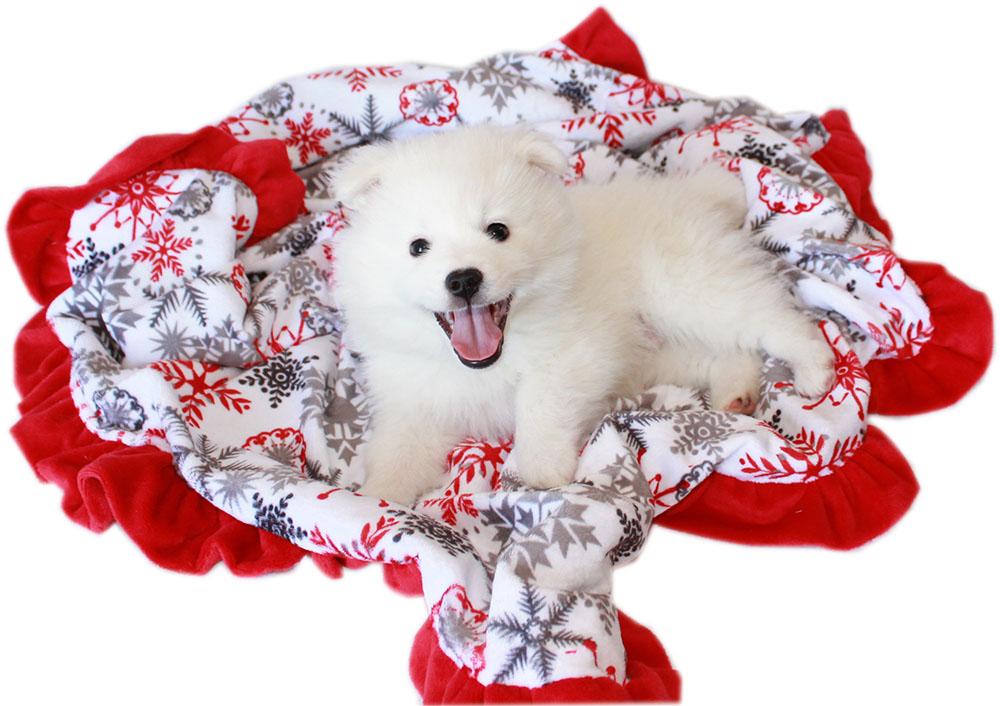 Luxurious Plush Pet Blanket Red Snowflake 1-2 Size