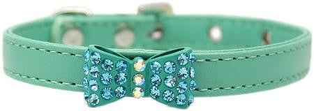 Bow-dacious Crystal Dog Collar Aqua Size 14