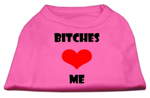 Bitches Love Me Screen Print Shirts Bright Pink Sm (10)