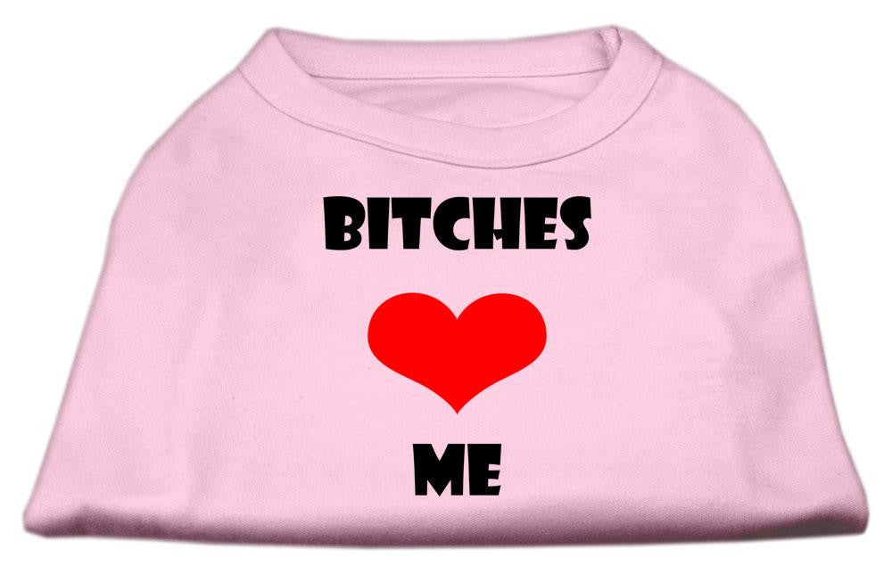 Bitches Love Me Screen Print Shirts Light Pink XS (8)