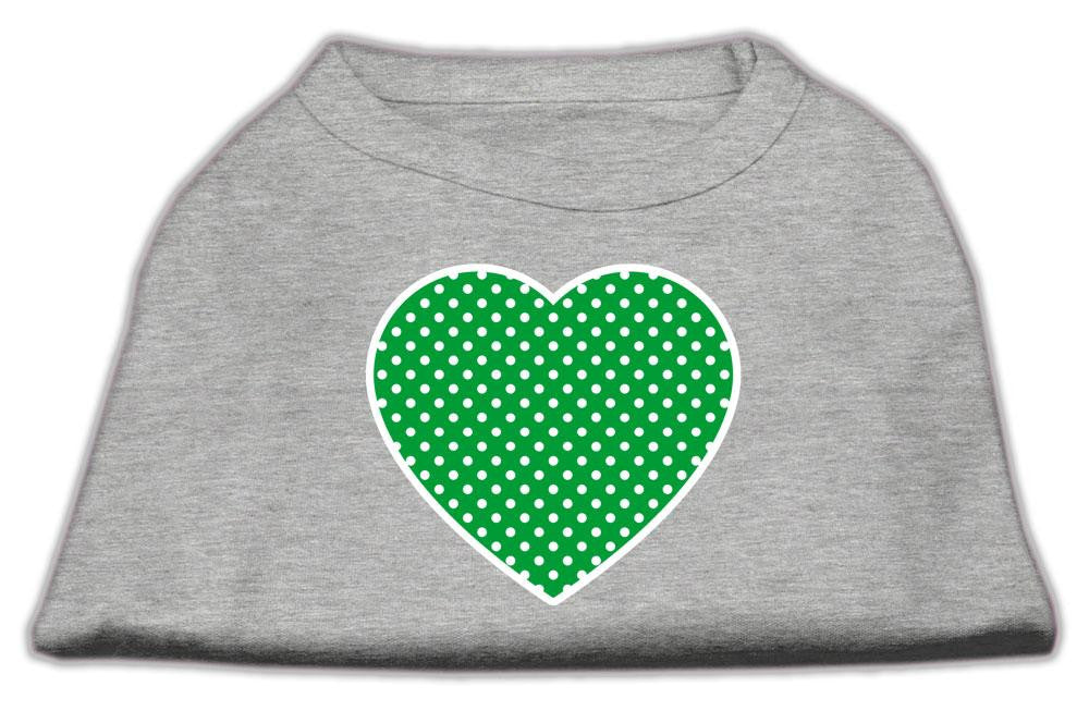 Green Swiss Dot Heart Screen Print Shirt Grey Lg (14)