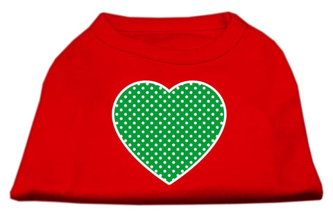 Green Swiss Dot Heart Screen Print Shirt Red XS (8)