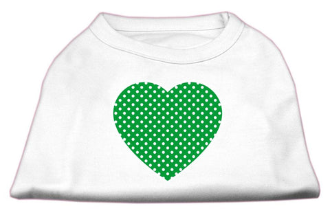 Green Swiss Dot Heart Screen Print Shirt White XS (8)