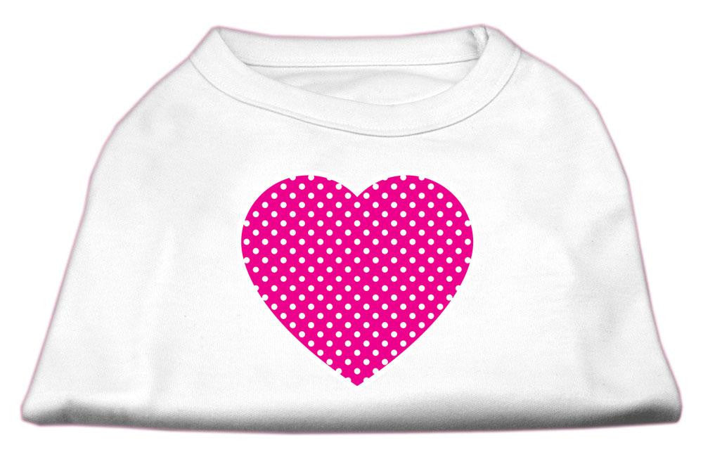 Pink Swiss Dot Heart Screen Print Shirt White L (14)