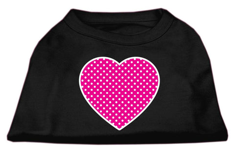 Pink Swiss Dot Heart Screen Print Shirt Black Sm (10)