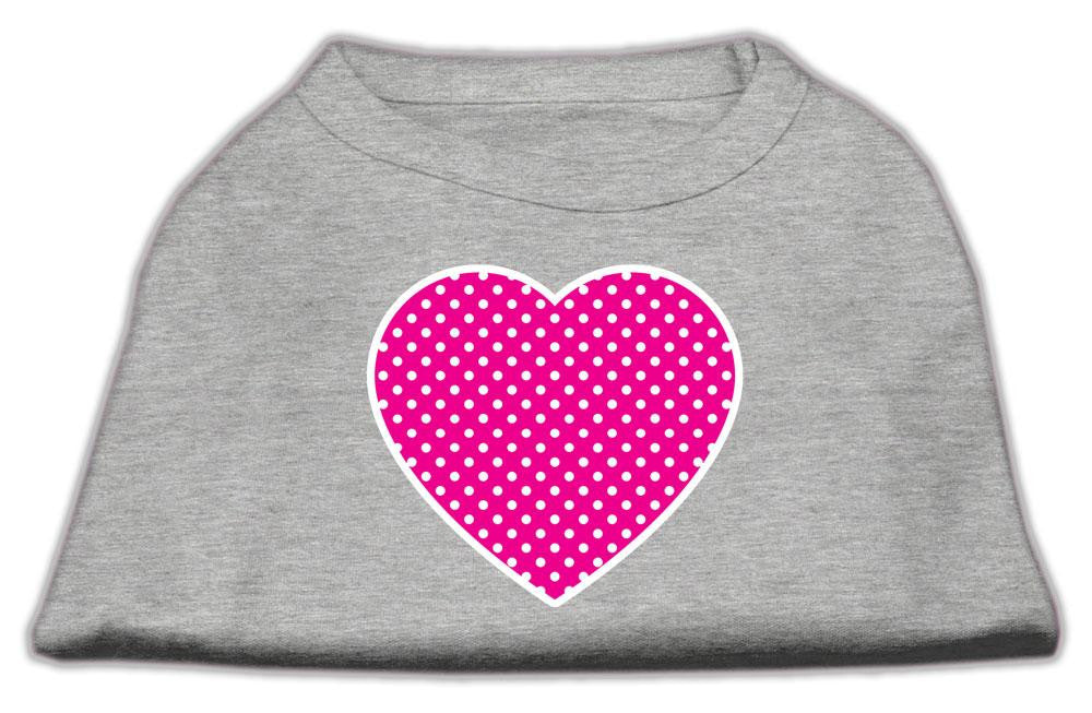 Pink Swiss Dot Heart Screen Print Shirt Grey XS (8)