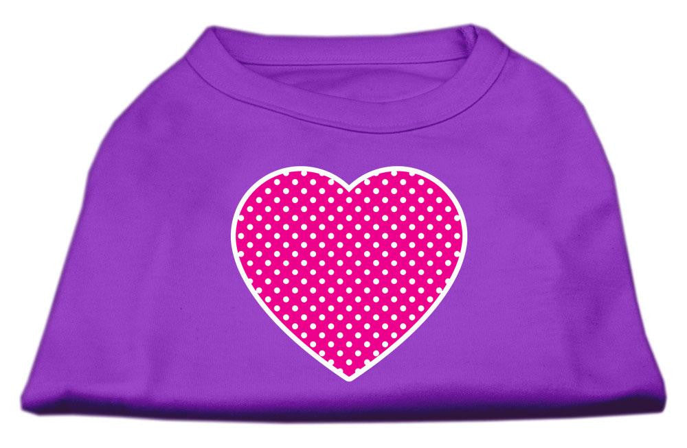 Pink Swiss Dot Heart Screen Print Shirt Purple XS (8)