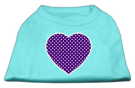 Purple Swiss Dot Heart Screen Print Shirt Aqua XS (8)