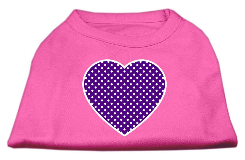 Purple Swiss Dot Heart Screen Print Shirt Bright Pink XS (8)