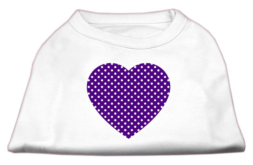 Purple Swiss Dot Heart Screen Print Shirt White XS (8)