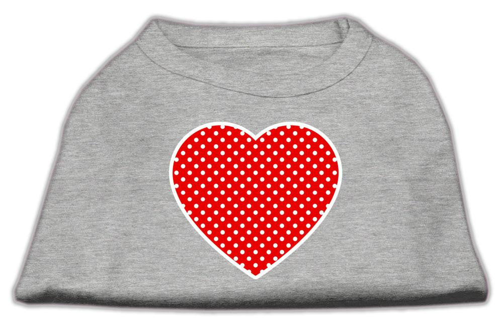 Red Swiss Dot Heart Screen Print Shirt Grey Lg (14)