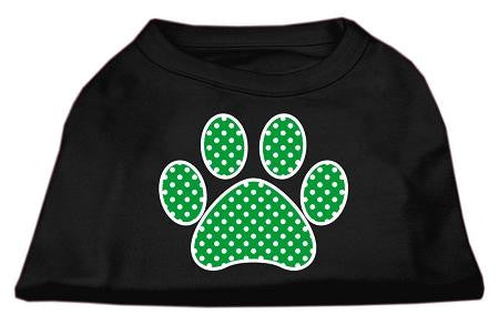 Green Swiss Dot Paw Screen Print Shirt Black Lg (14)