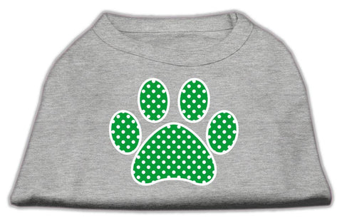 Green Swiss Dot Paw Screen Print Shirt Grey Sm (10)