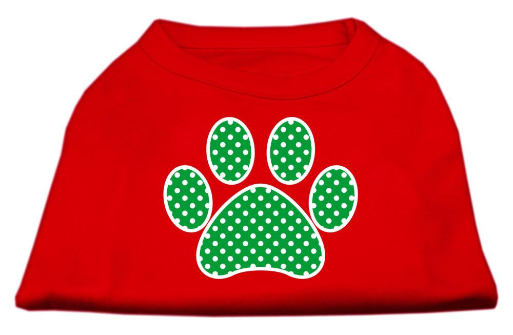 Green Swiss Dot Paw Screen Print Shirt Red XS (8)