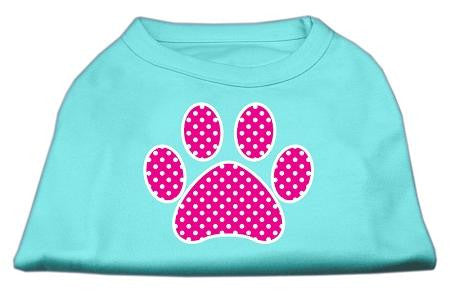 Pink Swiss Dot Paw Screen Print Shirt Aqua Med (12)