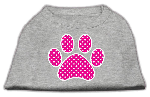 Pink Swiss Dot Paw Screen Print Shirt Grey Sm (10)