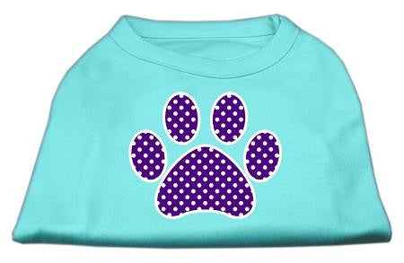 Purple Swiss Dot Paw Screen Print Shirt Aqua Lg (14)