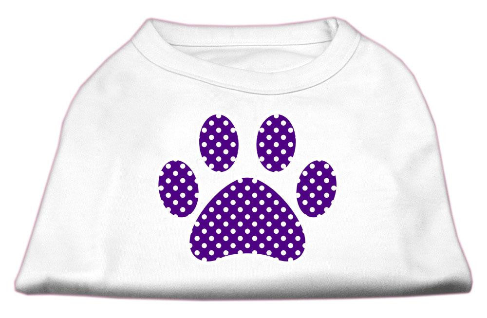 Purple Swiss Dot Paw Screen Print Shirt White L (14)