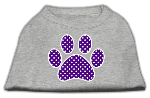 Purple Swiss Dot Paw Screen Print Shirt Grey Sm (10)