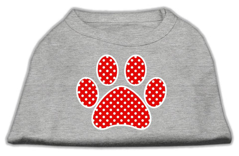 Red Swiss Dot Paw Screen Print Shirt Grey Sm (10)