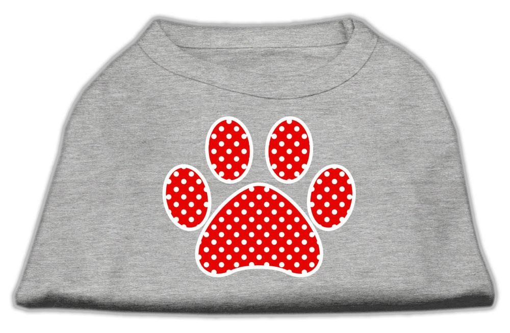 Red Swiss Dot Paw Screen Print Shirt Grey XXXL (20)