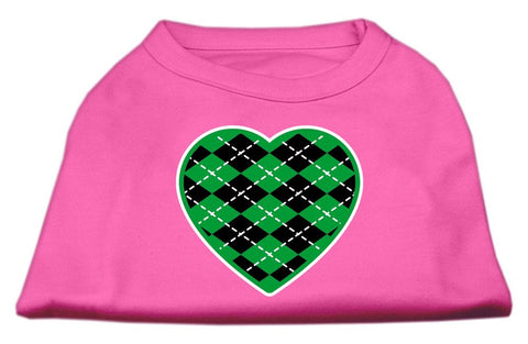 Argyle Heart Green Screen Print Shirt Bright Pink Med (12)