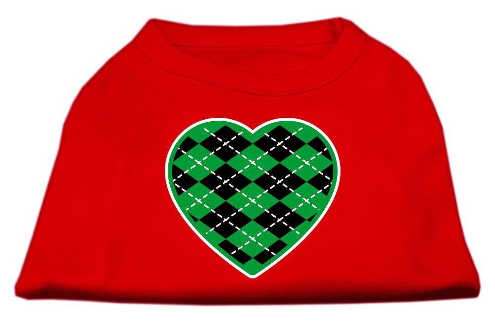 Argyle Heart Green Screen Print Shirt Red Med (12)