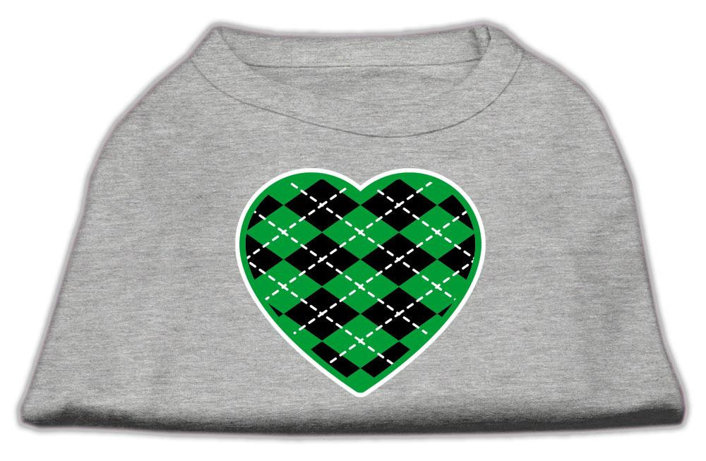 Argyle Heart Green Screen Print Shirt Grey Sm (10)