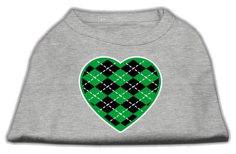 Argyle Heart Green Screen Print Shirt Grey XS (8)