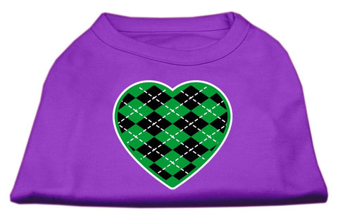 Argyle Heart Green Screen Print Shirt Purple XS (8)