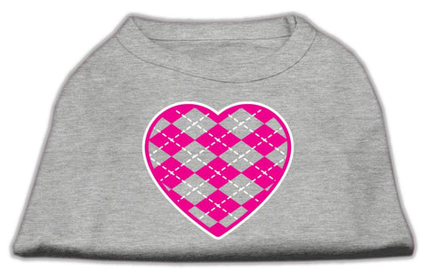 Argyle Heart Pink Screen Print Shirt Grey Lg (14)