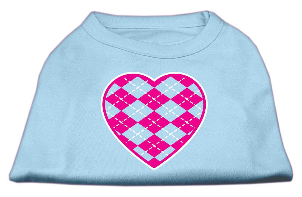 Argyle Heart Pink Screen Print Shirt Baby Blue XS (8)