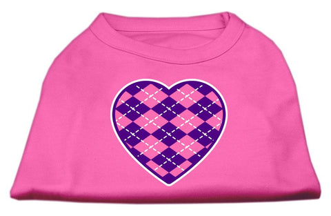 Argyle Heart Purple Screen Print Shirt Bright Pink Lg (14)