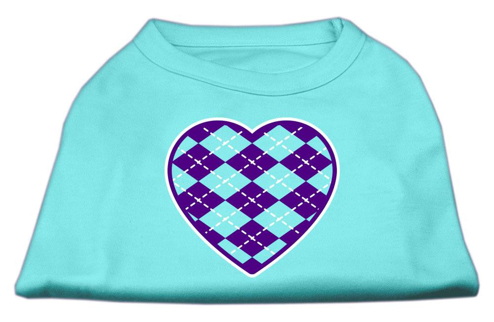 Argyle Heart Purple Screen Print Shirt Aqua Med (12)