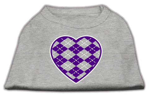 Argyle Heart Purple Screen Print Shirt Grey Med (12)