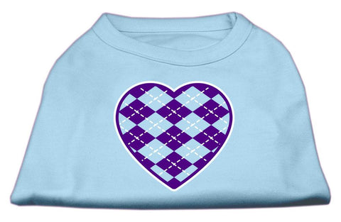 Argyle Heart Purple Screen Print Shirt Baby Blue XS (8)