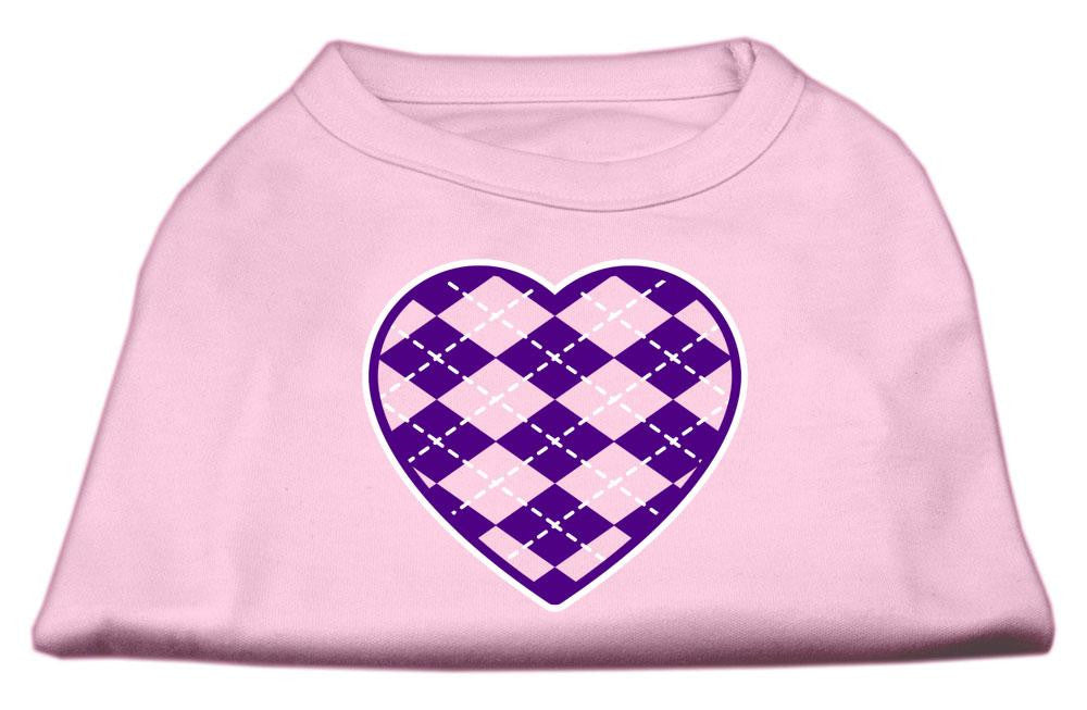 Argyle Heart Purple Screen Print Shirt Light Pink XS (8)