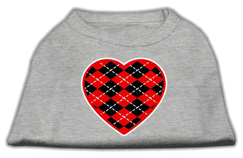 Argyle Heart Red Screen Print Shirt Grey Lg (14)