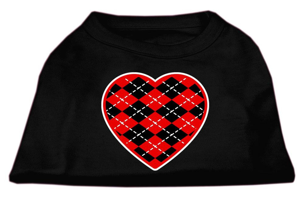 Argyle Heart Red Screen Print Shirt Black Sm (10)