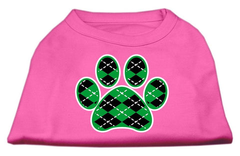 Argyle Paw Green Screen Print Shirt Bright Pink XS (8)