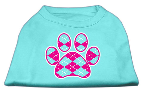 Argyle Paw Pink Screen Print Shirt Aqua Lg (14)