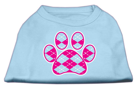 Argyle Paw Pink Screen Print Shirt Baby Blue Lg (14)