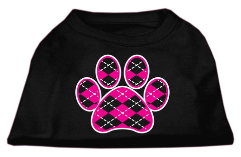 Argyle Paw Pink Screen Print Shirt Black Lg (14)