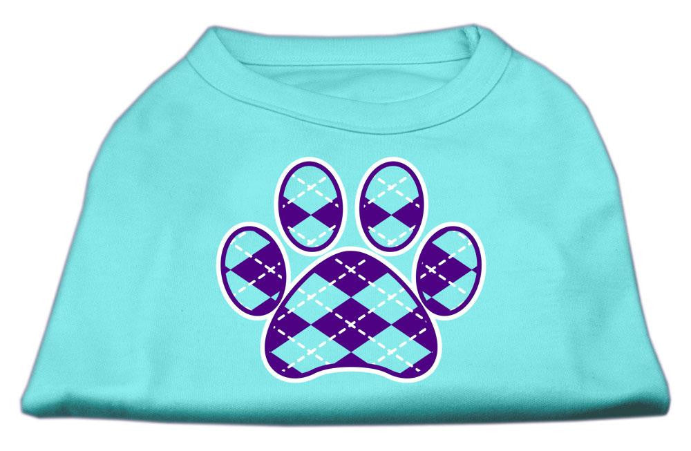 Argyle Paw Purple Screen Print Shirt Aqua Lg (14)