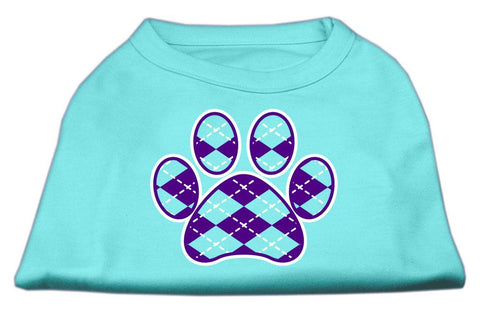 Argyle Paw Purple Screen Print Shirt Aqua Lg (14)