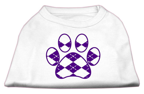 Argyle Paw Purple Screen Print Shirt White XS (8)