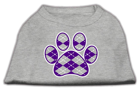 Argyle Paw Purple Screen Print Shirt Grey XXL (18)
