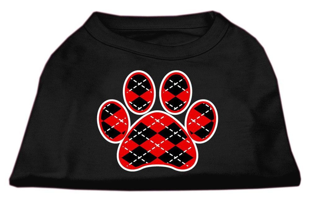 Argyle Paw Red Screen Print Shirt Black Lg (14)