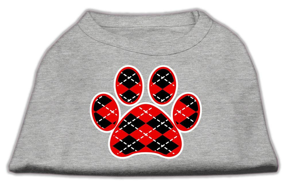 Argyle Paw Red Screen Print Shirt Grey Lg (14)